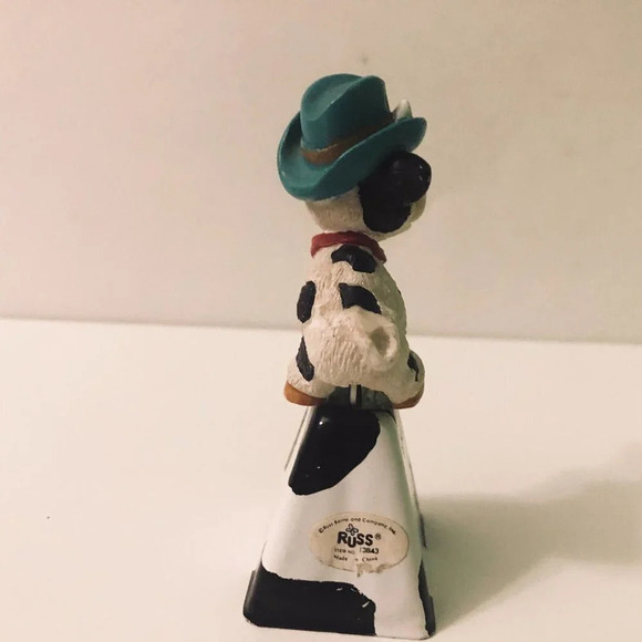 Vintage Russ Cow Figurine On A Bell 4 Inch Tall Figure Flaw - Picture 7 of 15